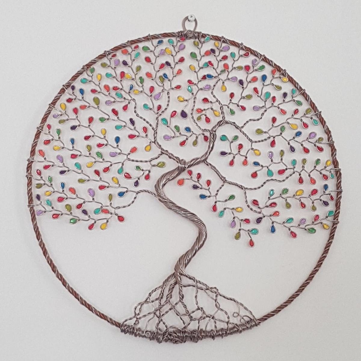 Arbre de Vie mural en métal marron clair - Cercle fermé