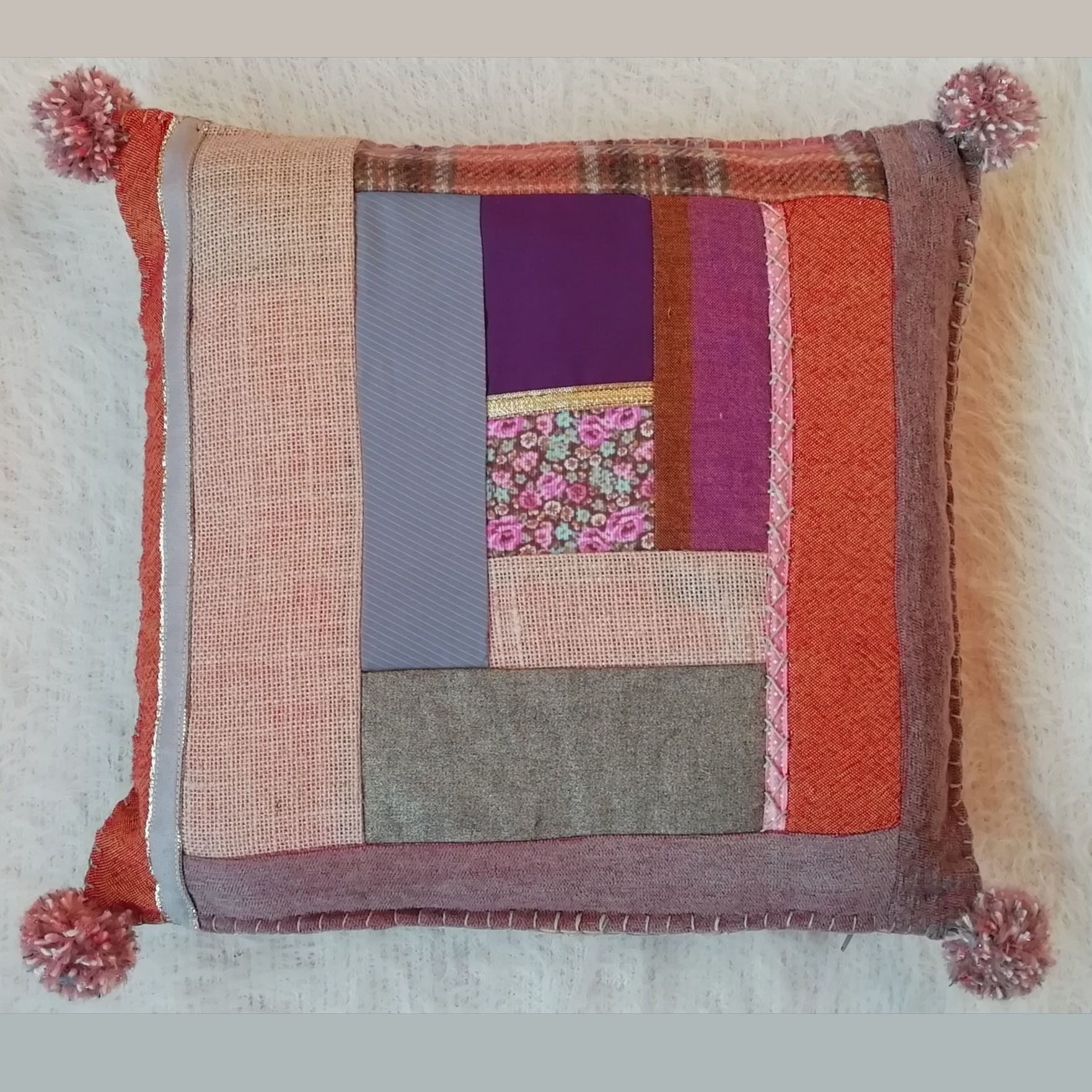 Housse de coussin en tissu recyclé