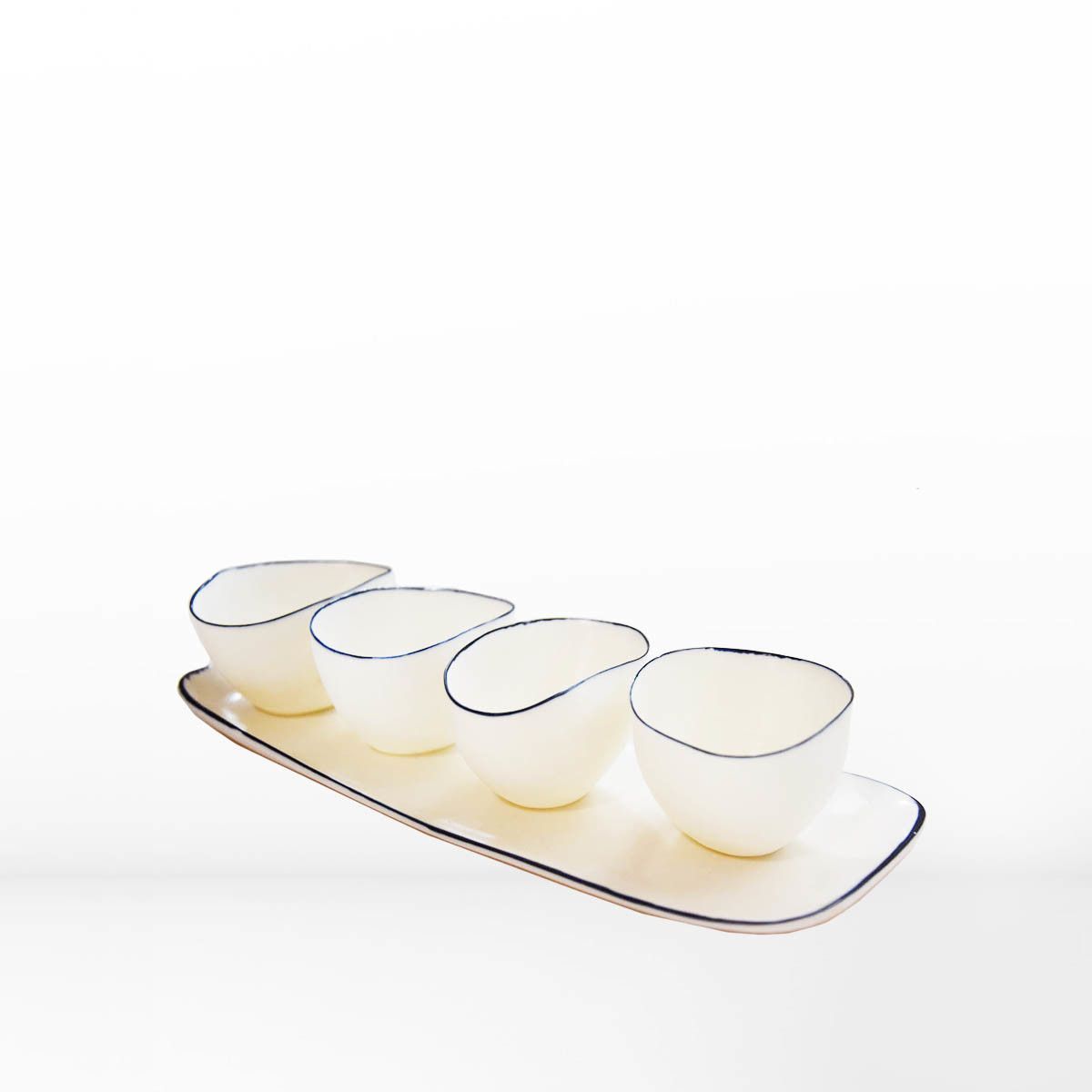 Série ligne bleue - Lot de 4 petites Tasses