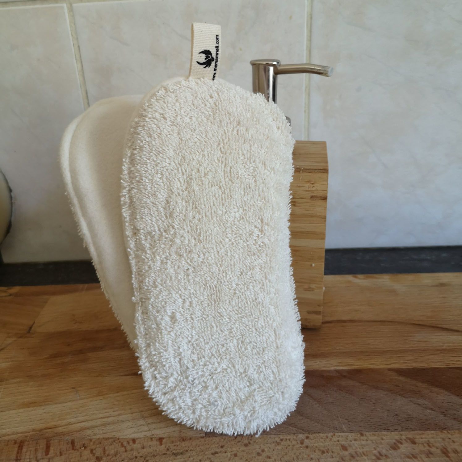 Eponge lavable de cuisine en coton bio écrue