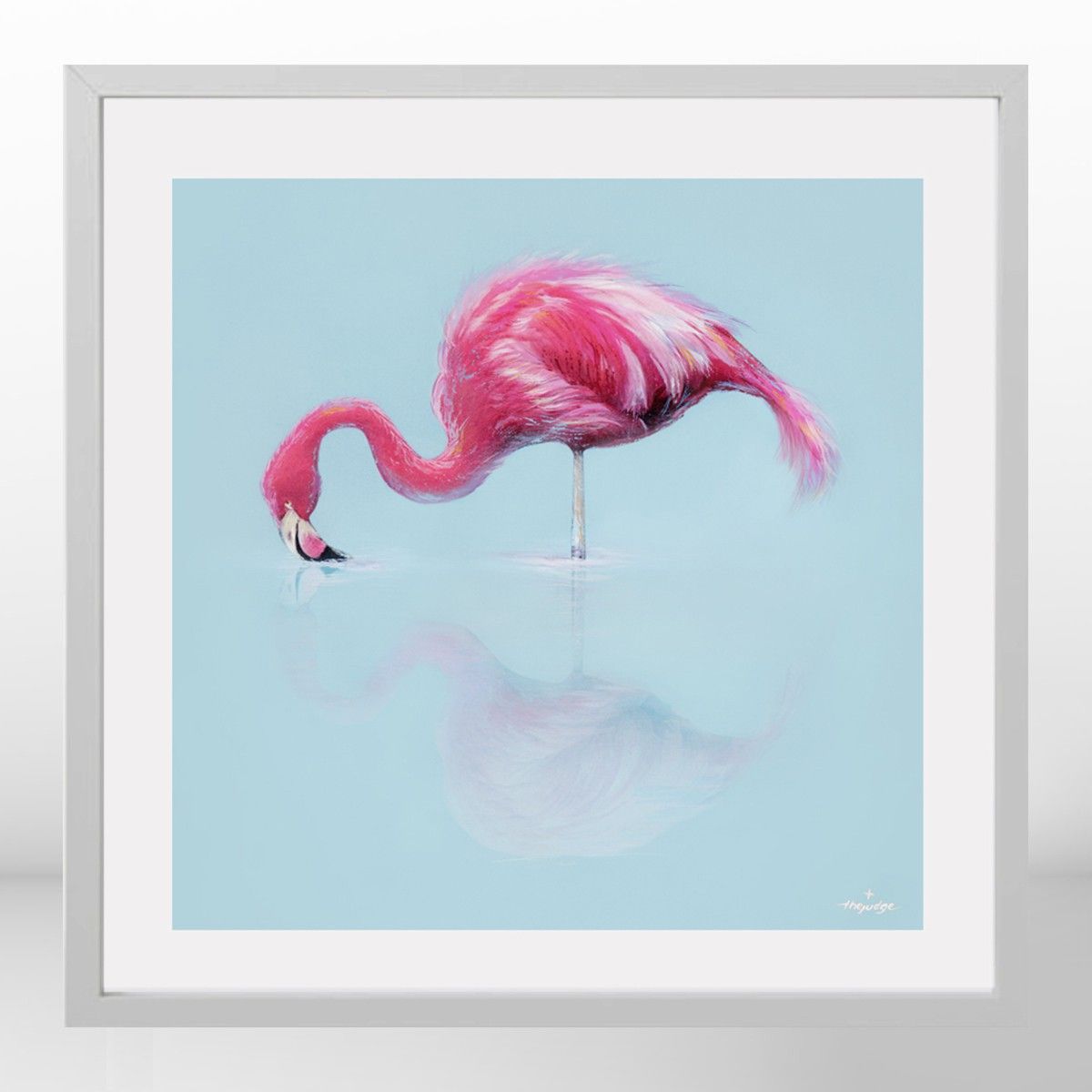 Tableau en verre - Bath Tub Flamingo - Carré