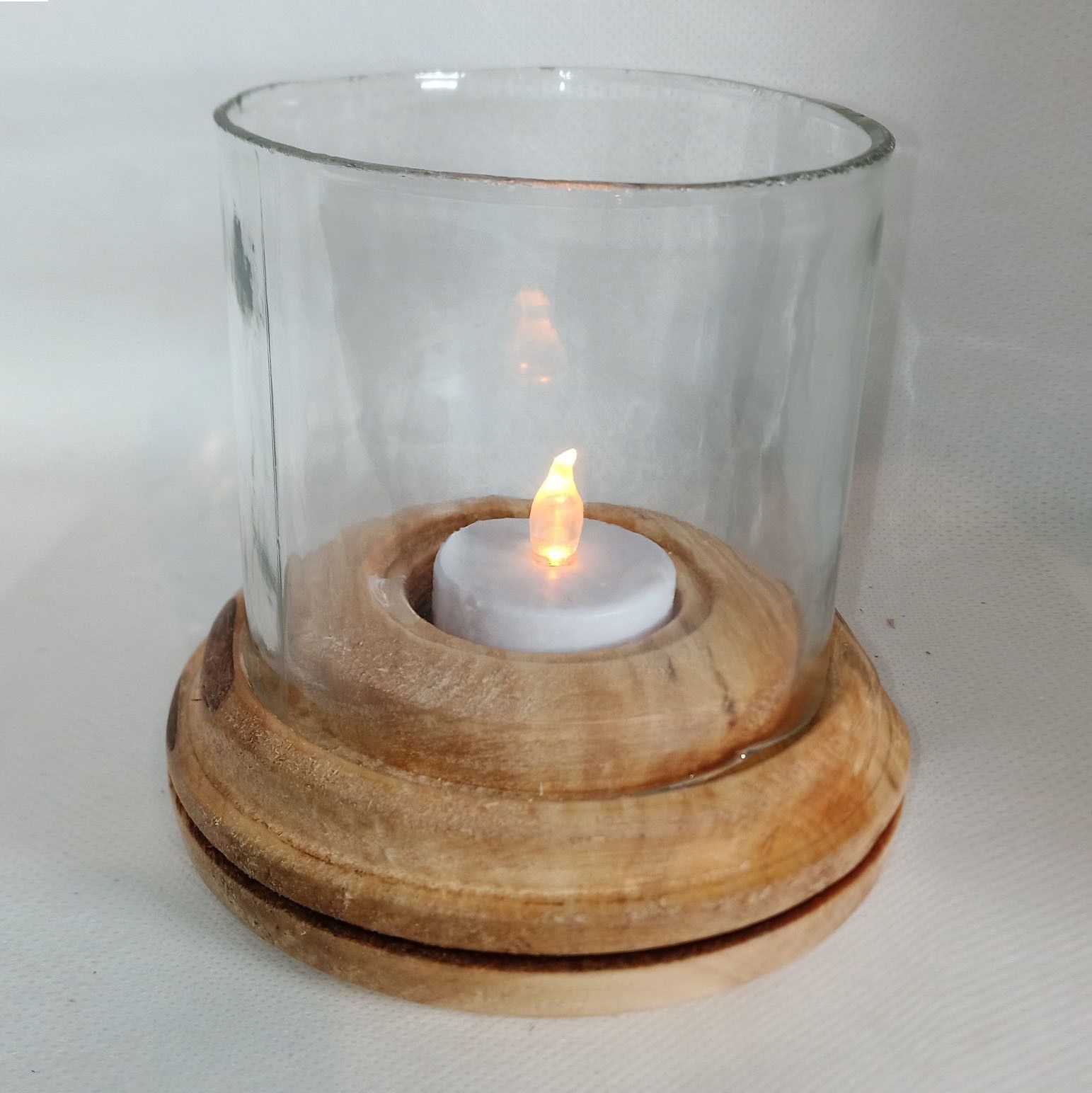 Bougeoir avec verre Rustico/Moderne 39x110 en bois tourné